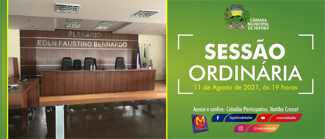 Sessão Ordinária nesta quarta-feira (11), às 19 horas