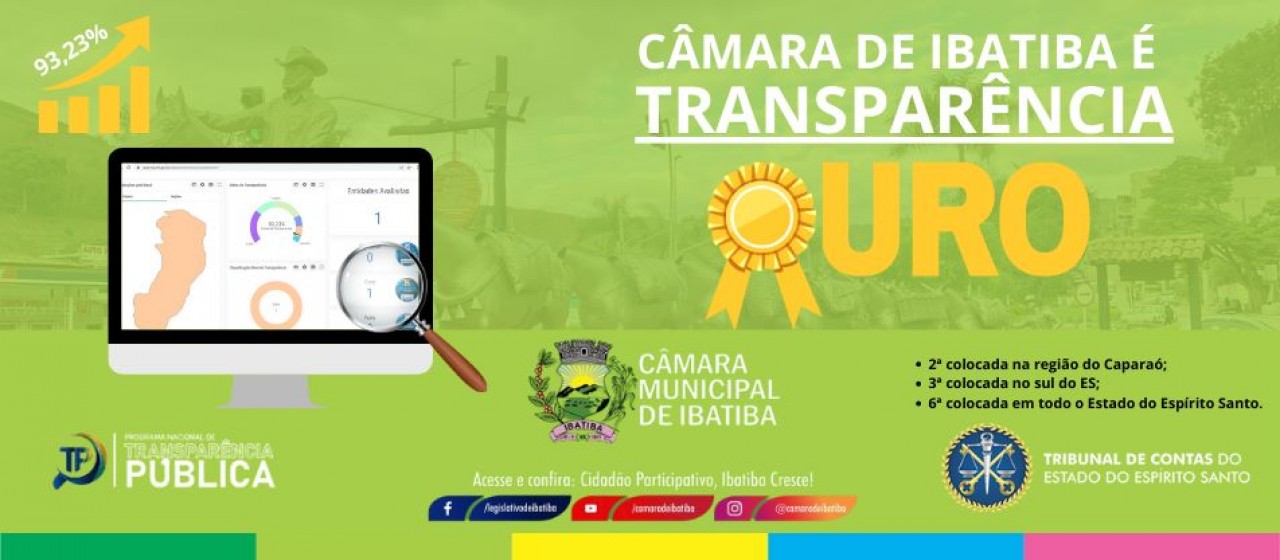 Câmara de Ibatiba recebe Nível Ouro em transparência