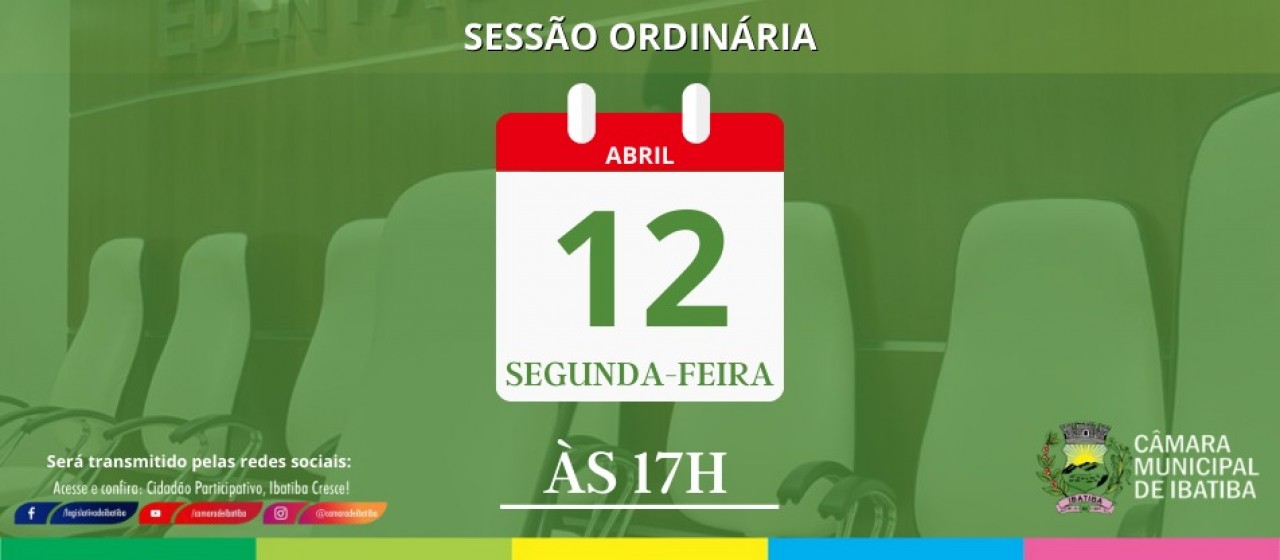 Câmara realiza 9ª Sessão Ordinária nesta segunda-feira (12)