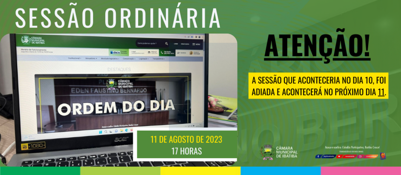 Câmara realizará 11ª Sessão Ordinária nesta sexta-feira (11)