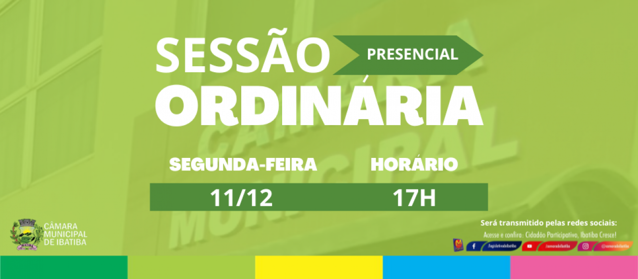 Câmara Municipal convoca vereadores para a 19ª Sessão Ordinária na próxima segunda-feira (11)