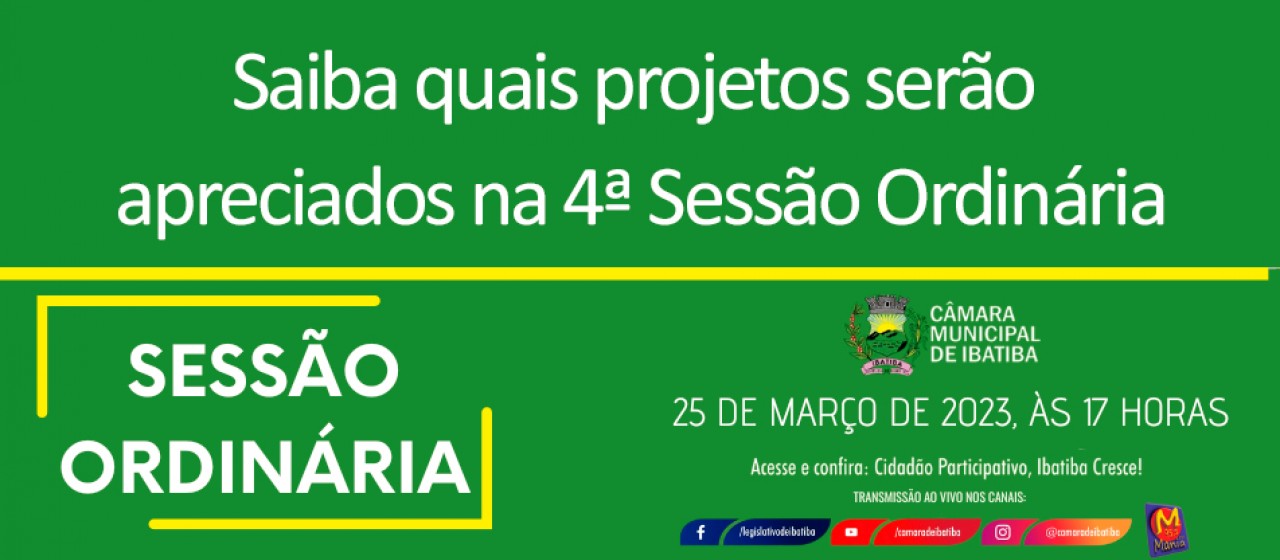 Câmara Municipal apreciará nove projetos durante Sessão Ordinária de hoje a noite