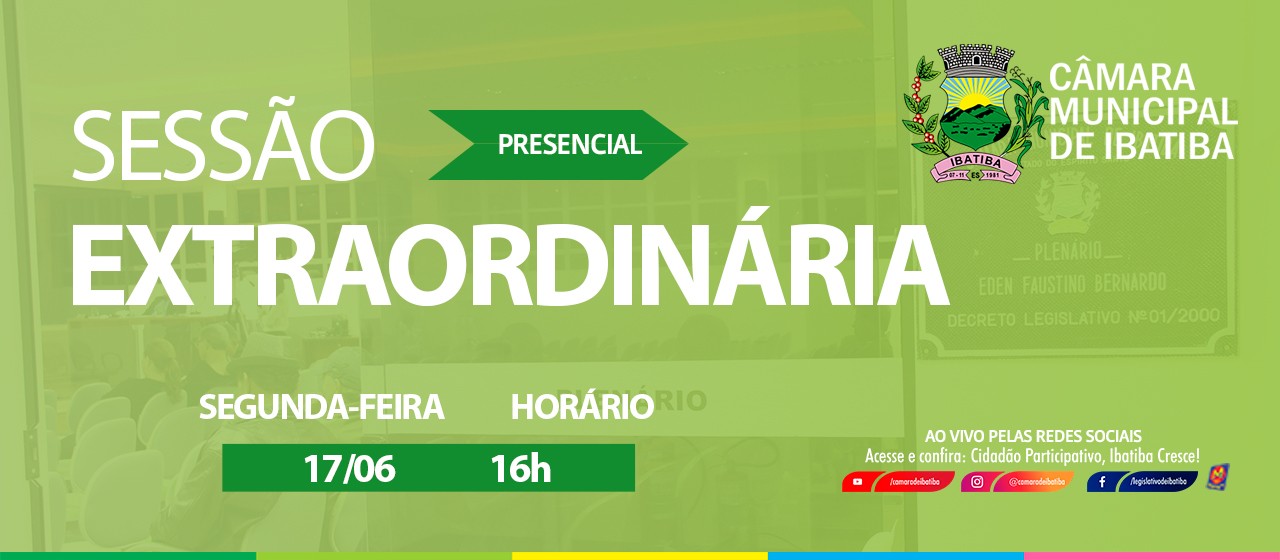 Câmara Municipal convoca sessão extraordinária para a próxima segunda-feira (17)