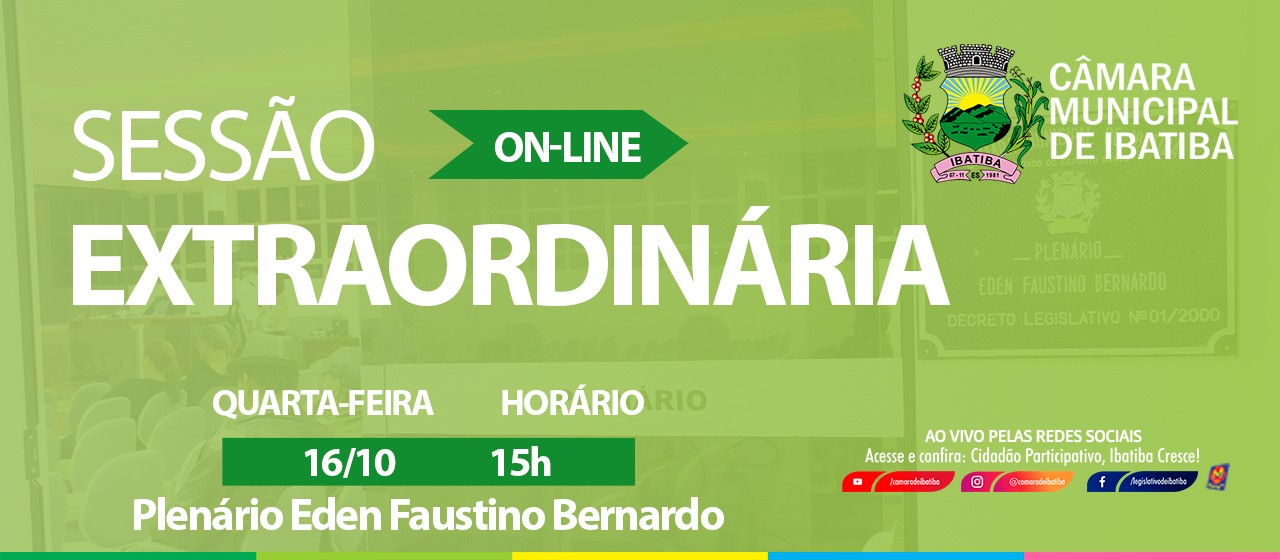 Câmara Municipal convoca vereadores para a 8ª Sessão Extraordinária
