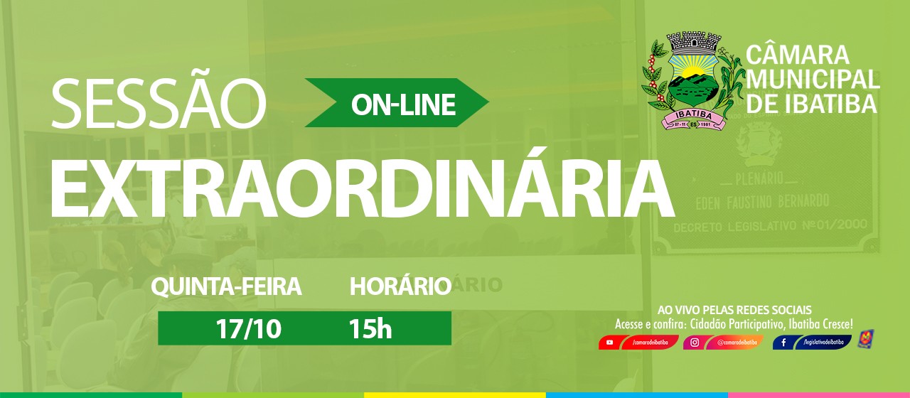 Câmara Municipal convoca vereadores para a 8ª Sessão Extraordinária