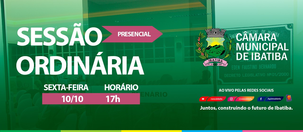 Câmara Municipal realiza 15ª Sessão Ordinária nesta sexta-feira (10)