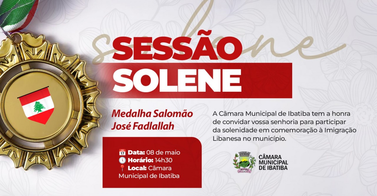 Sessão Solene comemora a Imigração Libanesa em Ibatiba no próximo dia 08 de maio