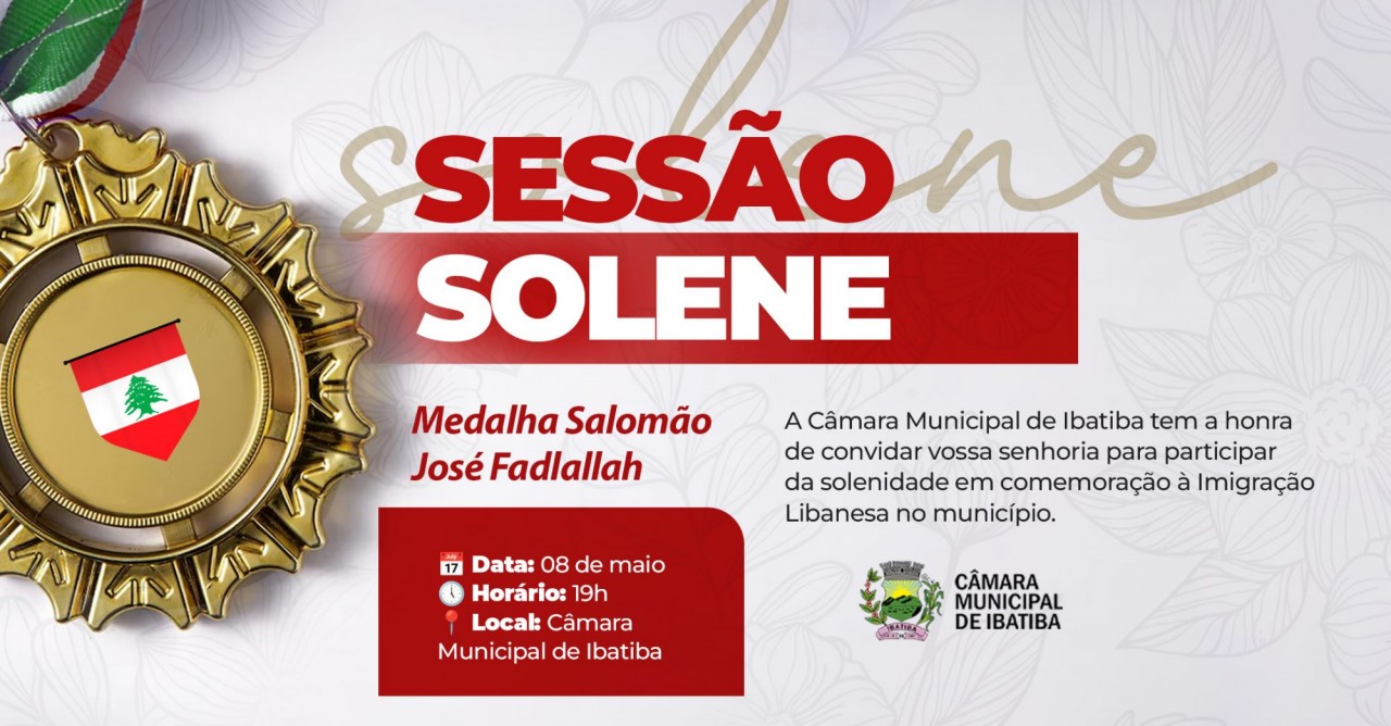 Sessão Solene comemora a Imigração Libanesa em Ibatiba no próximo dia 08 de maio