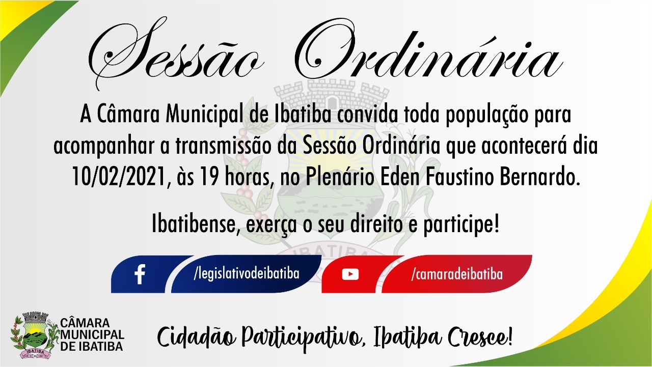Convite: Sessão Ordinária nesta quarta-feira (10)