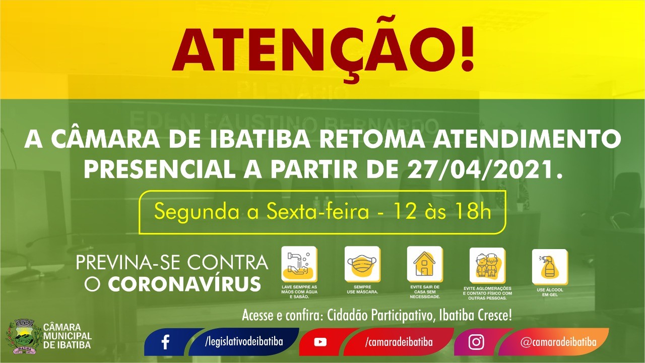 Legislativo retoma atividades presenciais nesta terça-feira (27)