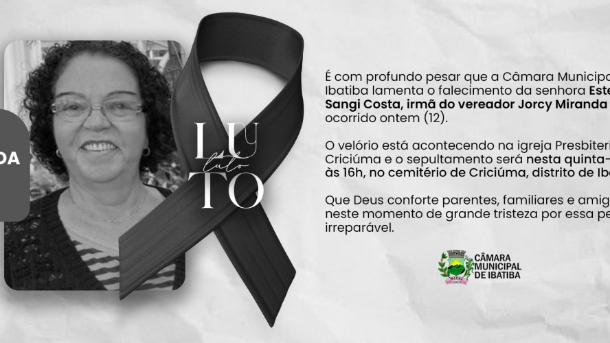 Nota de falecimento: Ester Miranda Sangi Costa