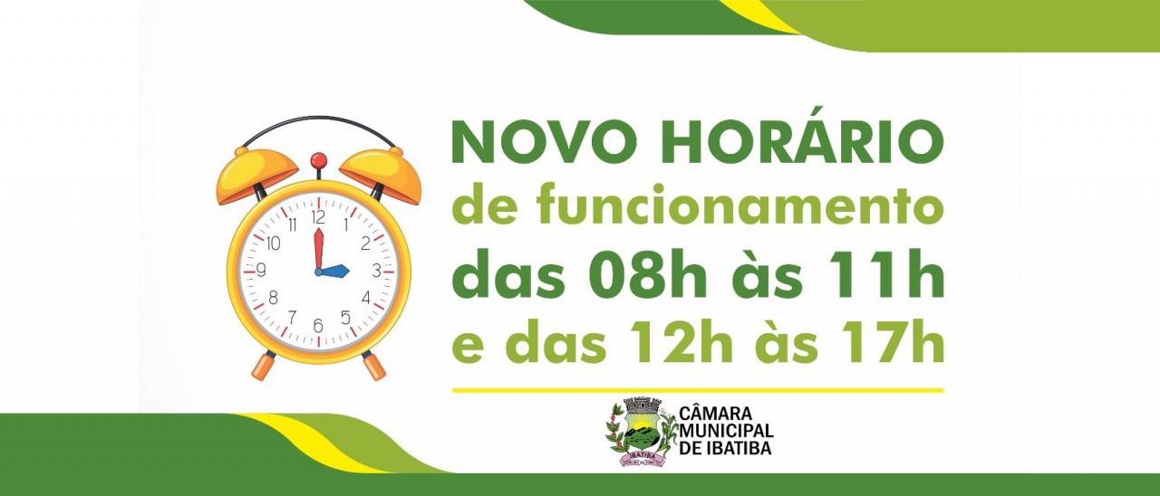 O Poder Legislativo Municipal está funcionando em novo horário O Poder Legislativo Municipal está funcionando em novo horário