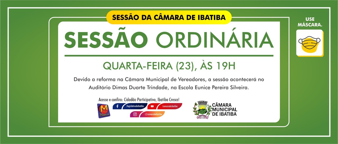 Câmara realiza, excepcionalmente, nesta quarta-feira (23), a 2ª sessão ordinária do ano Câmara realiza, excepcionalmente, nesta quarta-feira (23), a 2ª sessão ordinária do ano