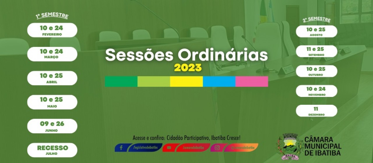 Câmara divulga calendário das reuniões ordinárias de 2023 Câmara divulga calendário das reuniões ordinárias de 2023