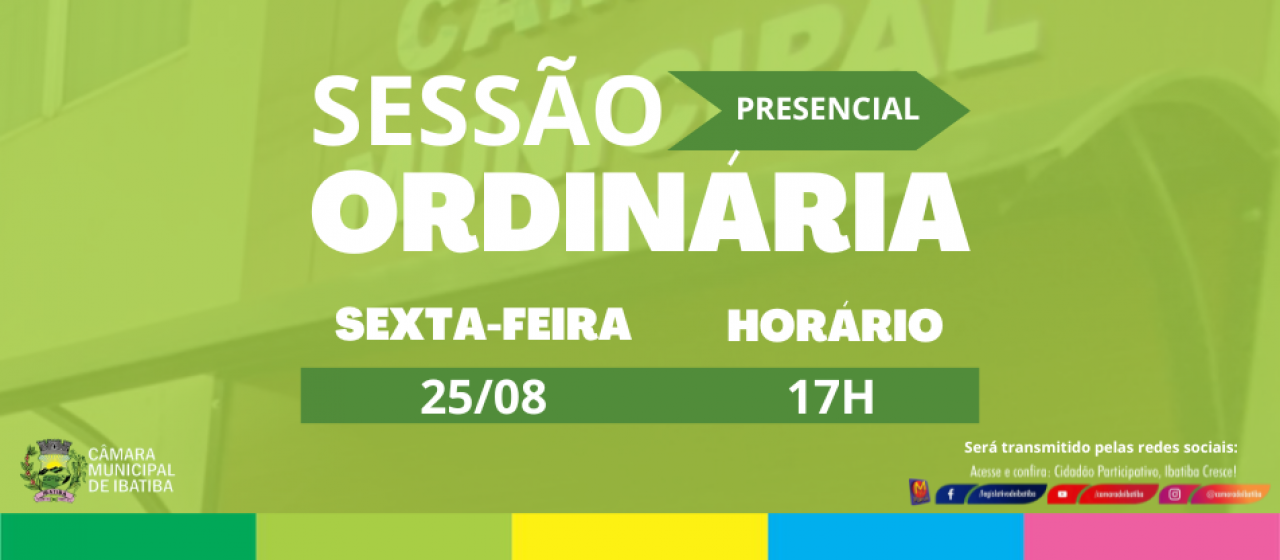 Câmara realizará 12ª Sessão Ordinária nesta sexta-feira (25) Câmara realizará 12ª Sessão Ordinária nesta sexta-feira (25)