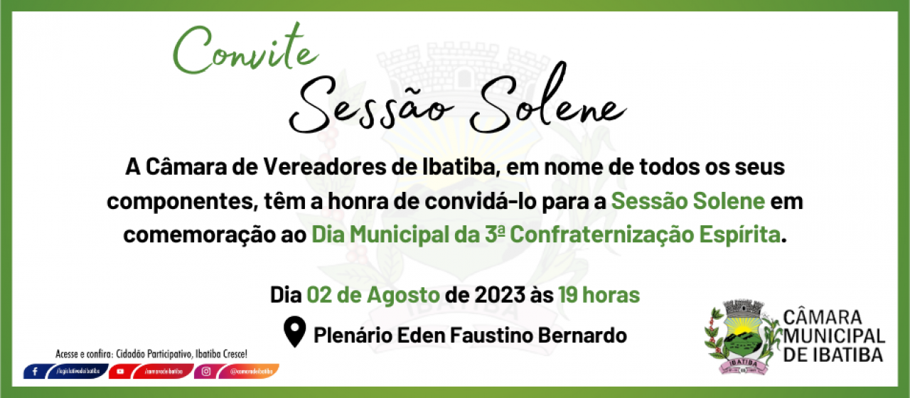 Câmara Municipal fará hoje (02) Sessão Solene em homenagem a Confraternização Espírita