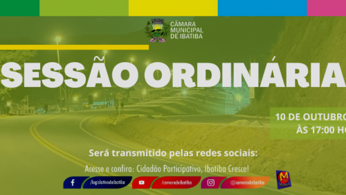 Câmara Municipal realizará 15ª Sessão Ordinária nesta terça-feira (10) Câmara Municipal realizará 15ª Sessão Ordinária nesta terça-feira (10)