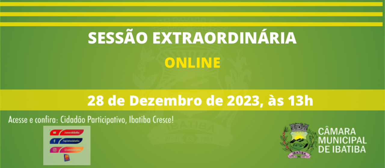 Câmara Municipal convoca seus vereadores para Sessão Extraordinária nesta quinta-feira (28) Câmara Municipal convoca seus vereadores para Sessão Extraordinária nesta quinta-feira (28)