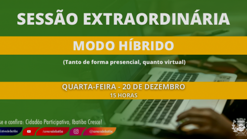 Câmara Municipal convoca seus vereadores para Sessão Extraordinária nesta quarta-feira (20) Câmara Municipal convoca seus vereadores para Sessão Extraordinária nesta quarta-feira (20)
