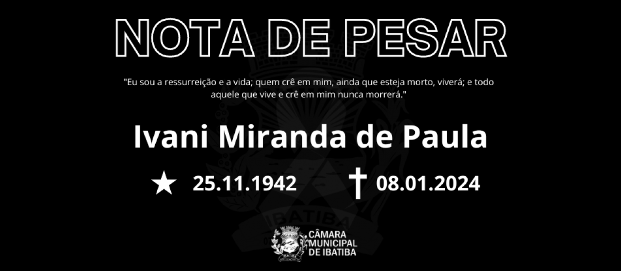 Nota de Pesar: Ivani Miranda de Paula