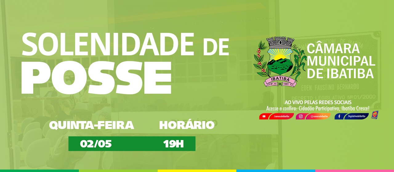 Câmara convida para Solenidade de Posse de novos vereadores eleitos Câmara convida para Solenidade de Posse de novos vereadores eleitos