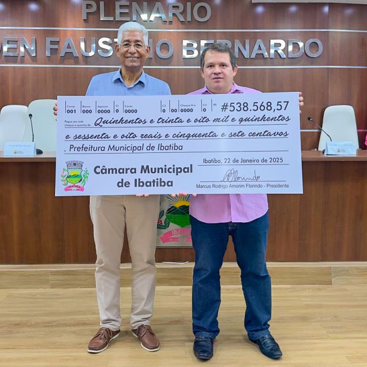 Câmara Municipal de Ibatiba devolve mais de meio milhão de reais aos cofres municipais Câmara Municipal de Ibatiba devolve mais de meio milhão de reais aos cofres municipais