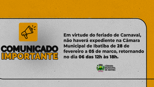 Câmara Municipal decreta ponto facultativo nos dias de Carnaval Câmara Municipal decreta ponto facultativo nos dias de Carnaval