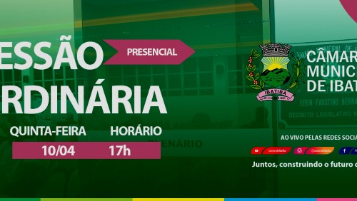 Câmara Municipal convoca vereadores para 5ª Sessão Ordinária Câmara Municipal convoca vereadores para 5ª Sessão Ordinária