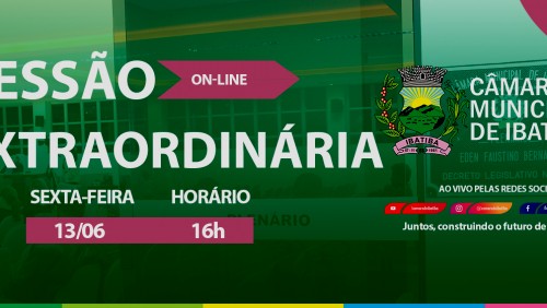 Câmara Municipal realiza 7ª Sessão Extraordinária nesta sexta-feira (13) Câmara Municipal realiza 7ª Sessão Extraordinária nesta sexta-feira (13)