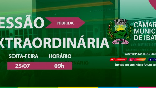 Câmara Municipal convoca vereadores para a 8ª Sessão Extraordinária nesta sexta-feira (25) Câmara Municipal convoca vereadores para a 8ª Sessão Extraordinária nesta sexta-feira (25)