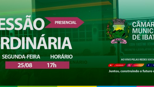 Câmara Municipal realiza 12ª Sessão Ordinária na próxima segunda-feira (25) Câmara Municipal realiza 12ª Sessão Ordinária na próxima segunda-feira (25)