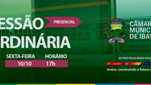 Câmara Municipal realiza 15ª Sessão Ordinária nesta sexta-feira (10) Câmara Municipal realiza 15ª Sessão Ordinária nesta sexta-feira (10)