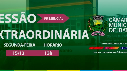 Câmara Municipal convoca vereadores para a 10ª Sessão Extraordinária nesta segunda-feira (15) Câmara Municipal convoca vereadores para a 10ª Sessão Extraordinária nesta segunda-feira (15)
