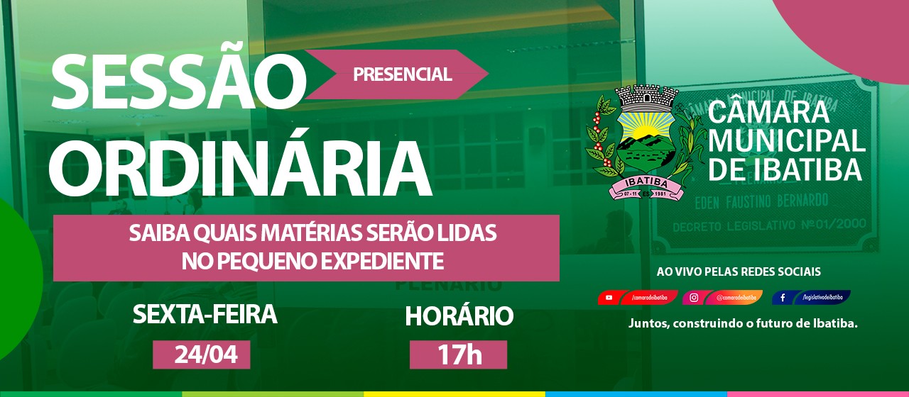 Saiba quais matérias fazem parte do Pequeno Expediente da sessão de hoje (24) Saiba quais matérias fazem parte do Pequeno Expediente da sessão de hoje (24)
