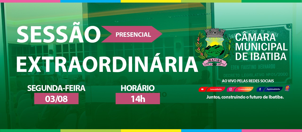 Câmara Municipal convoca vereadores para a 3ª Sessão Extraordinária na próxima segunda-feira (03) Câmara Municipal convoca vereadores para a 3ª Sessão Extraordinária na próxima segunda-feira (03)